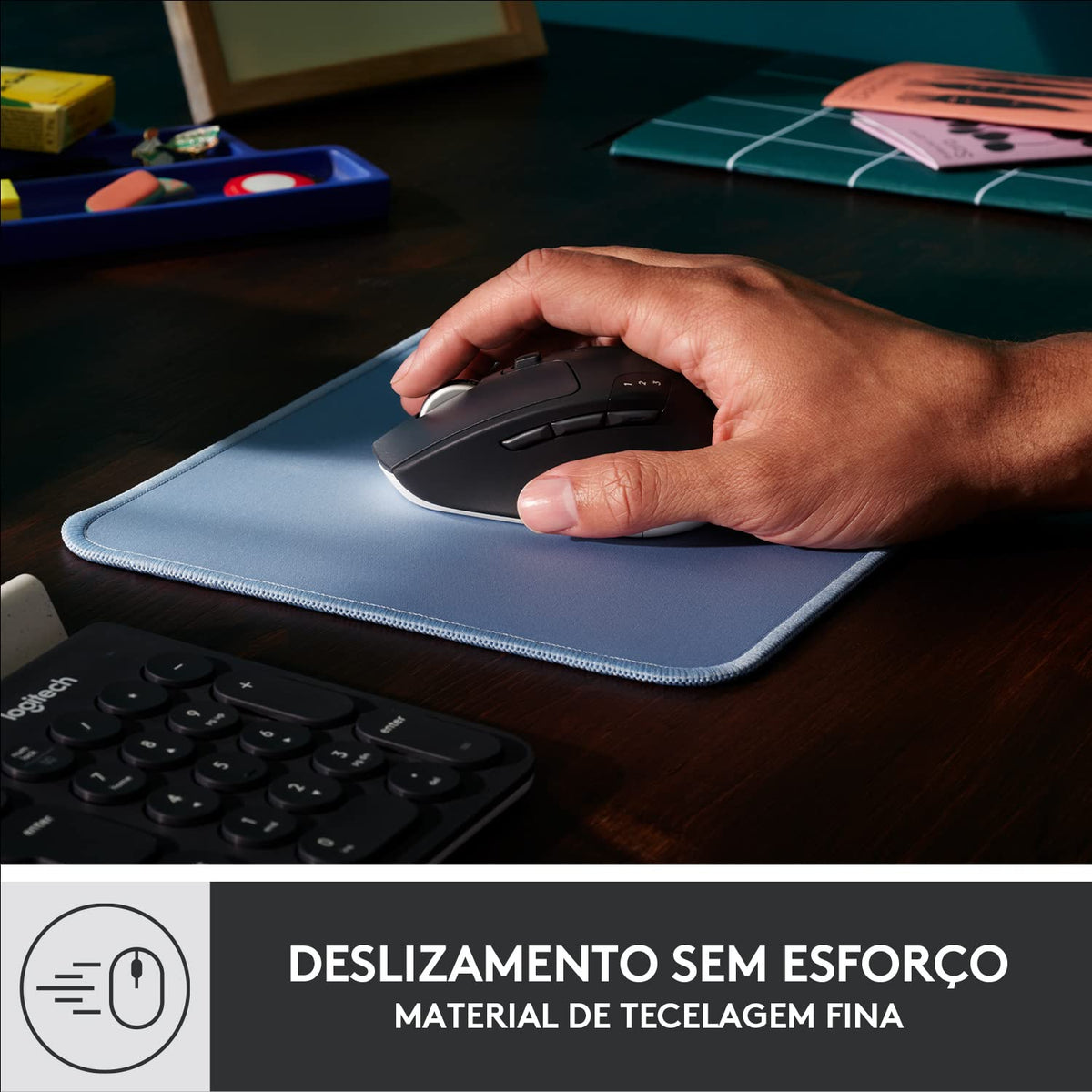 Logitech G203 LIGHTSYNC Mouse Gaming con Iluminación RGB Personalizable Azul + Mouse Pad - Studio Series, con Base de Caucho Antideslizante Gris Claro