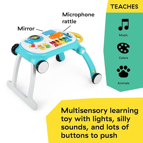 Baby Einstein Musical Mix 'N Roll - Andador de empuje 4 en 1, centro de actividades, mesa y suelo para niños de 6 meses, color azul