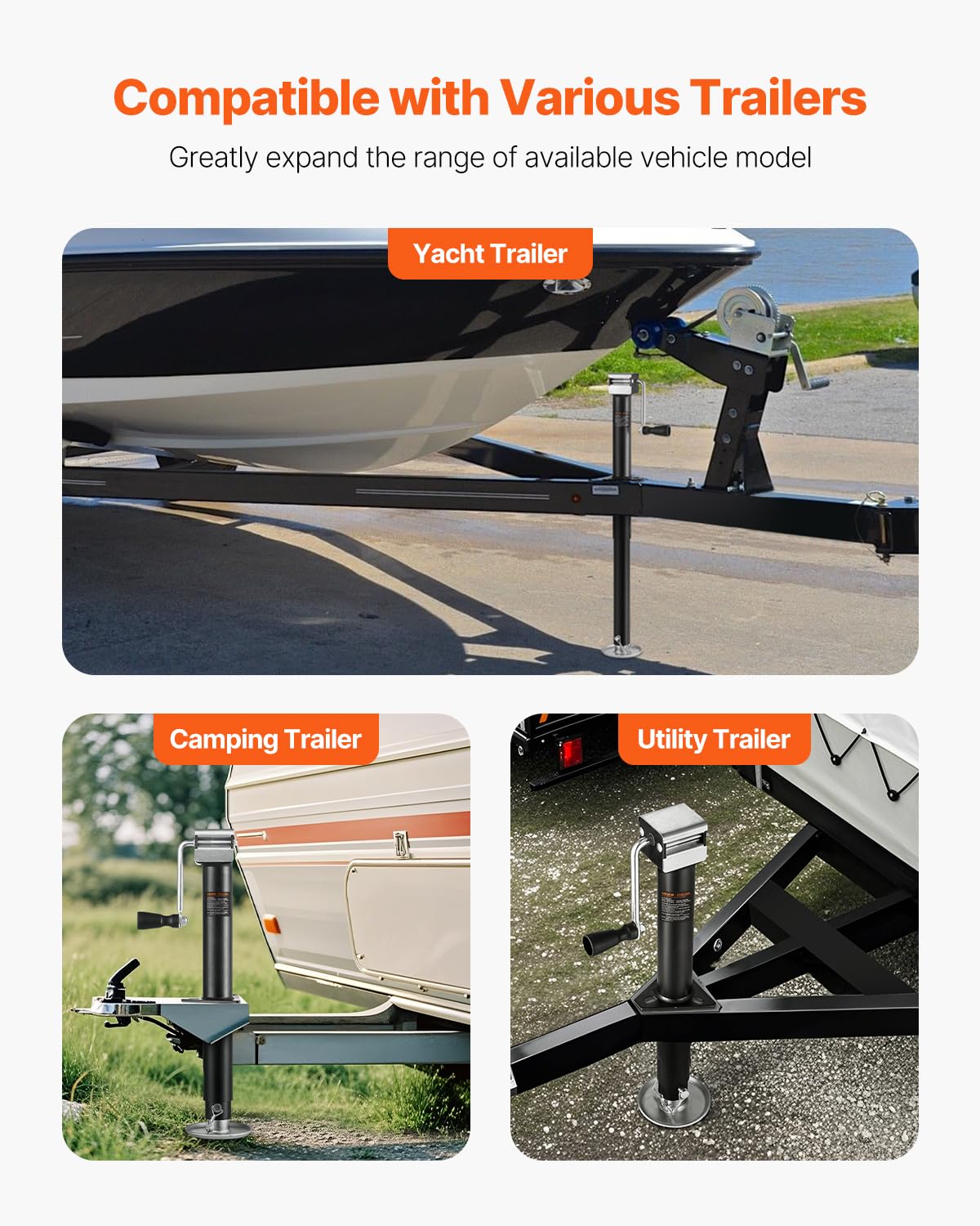 VEVOR Gato hidráulico para Remolque con Estructura en A, Capacidad de 5000 LB, Soporte con asa y Base Rectangular, Recorrido Vertical 15 Pulgadas, para autocaravanas, remolques para Caballos