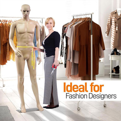 SereneLife Maniquí Masculino Completo de 185 cm con Cabeza Ajustable, Extremidades Flexibles. Diseño Desmontable con Soporte metálico, Ideal para Tiendas de Ropa, Boutiques, Exposiciones y Más