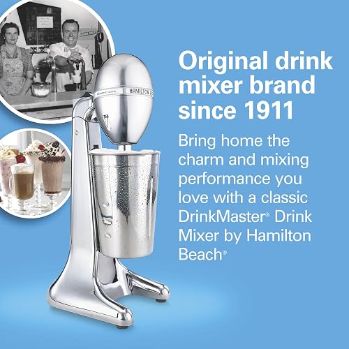 Hamilton Beach 730C DrinkMaster Classic - Mezclador de bebidas de 28 onzas, vaso mezclador, cromado
