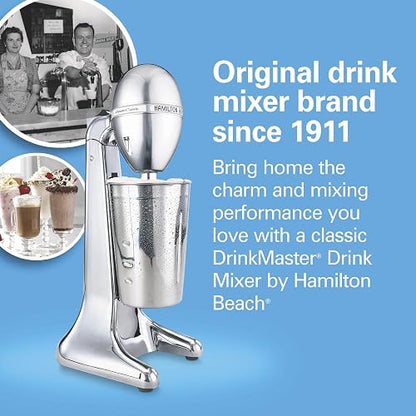 Hamilton Beach 730C DrinkMaster Classic - Mezclador de bebidas de 28 onzas, vaso mezclador, cromado