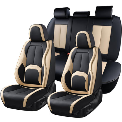Coverado Fundas de Asiento de Automóvil, Juego Completo de Fundas de Asiento de Automóvil, Impermeable, con Soporte Lumbar, Fundas de Asiento de automóvil, Ajuste Universal para la mayoría de Automóviles, SUV - A-Black&Beige - Fullset