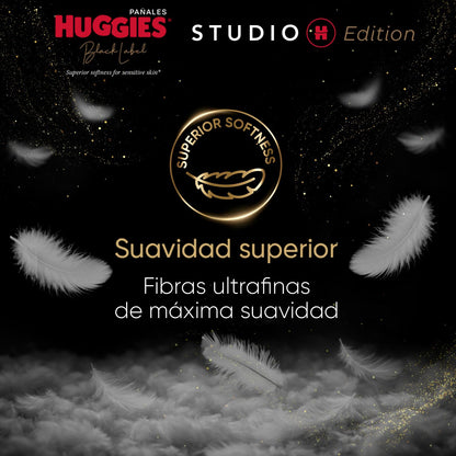 Huggies Black Label Studio H, 96 Pañales Premium Unisex Hipoalergénicos Etapa 2 (para bebés de 5 a 7.5 Kg)