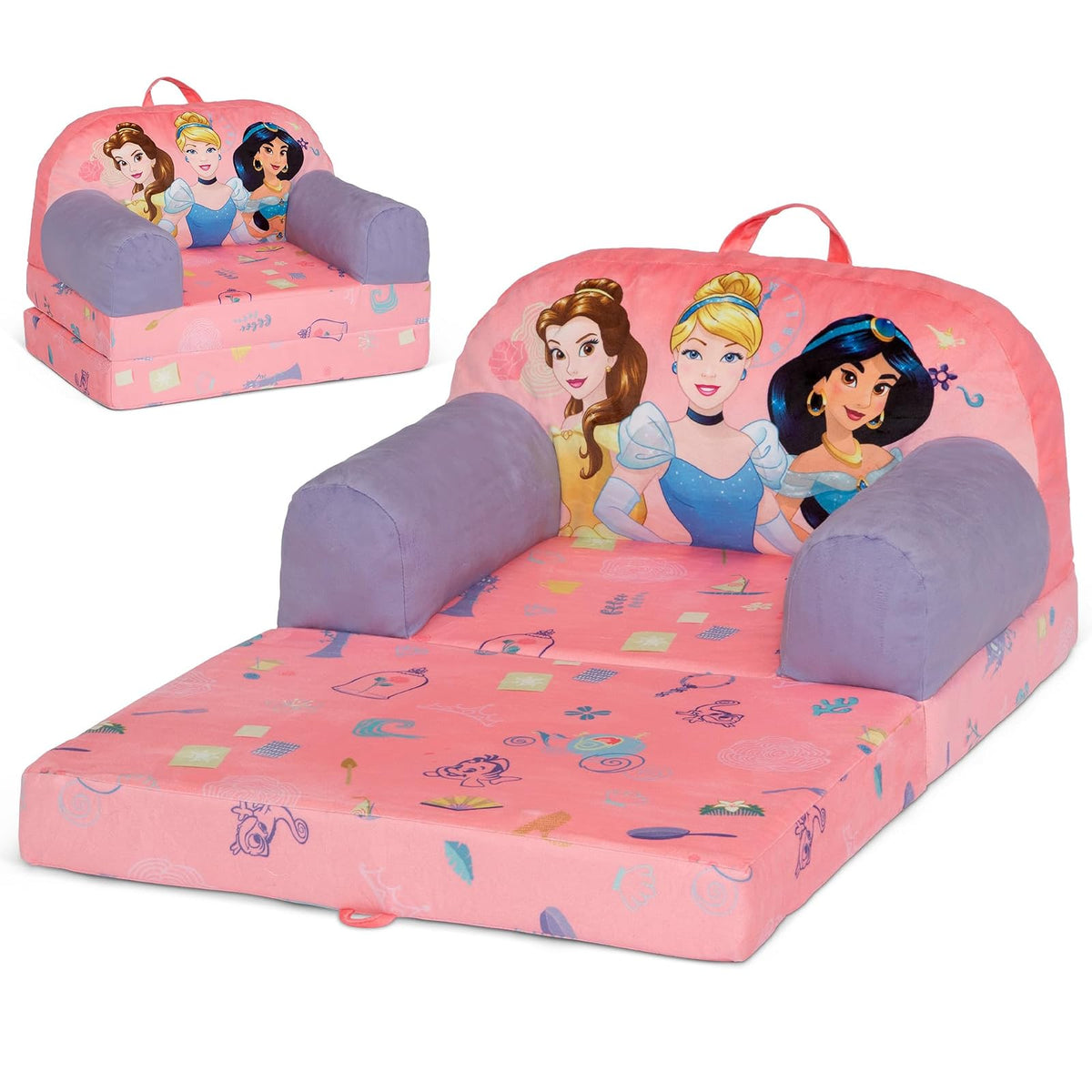 Delta Children - Disney Princess Cozee Buddy - Silla abatible para niños, Color Rosa