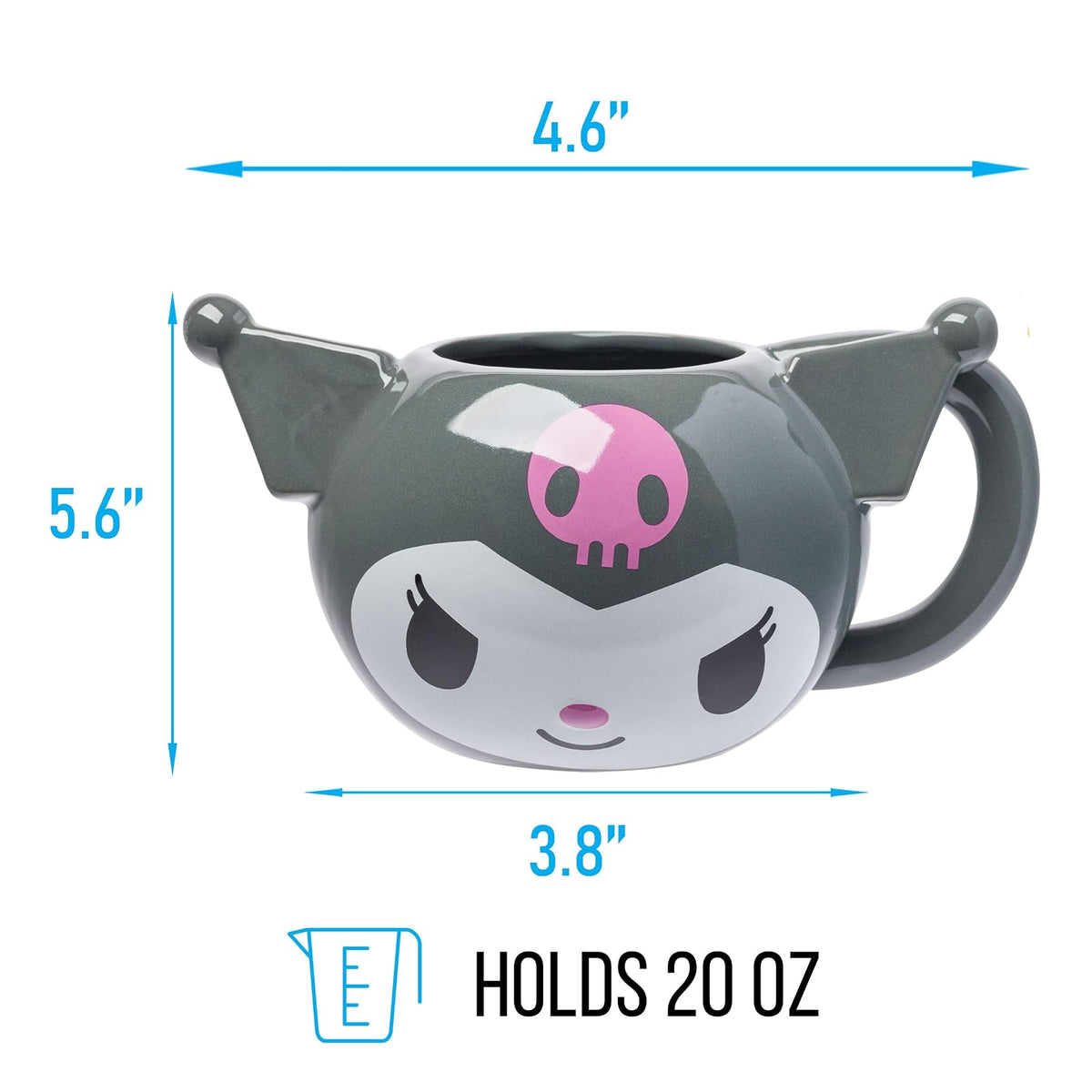 Silver Buffalo Sanrio Hello Kitty and Friends Kuromi - Taza esculpida 3D de cerámica