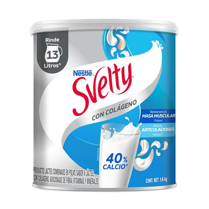 Svelty con Colágeno Adicionado de Fibra, Proteína, Vitamina C y Calcio, Lata de 1.6 kg