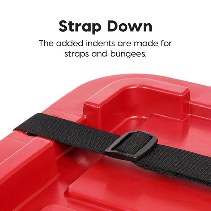 IRIS USA 4 Contenedores Resistentes de 12 Gal con Tapa, Rojo | Diseñado para equipo estacional y suministros. Forma apilable que aprovecha espacio en garajes y estantes.