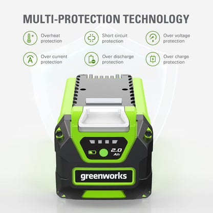 Greenworks - Batería de Iones de Litio de 40 V 2.0 Ah (batería Original 75+ Herramientas compatibles)