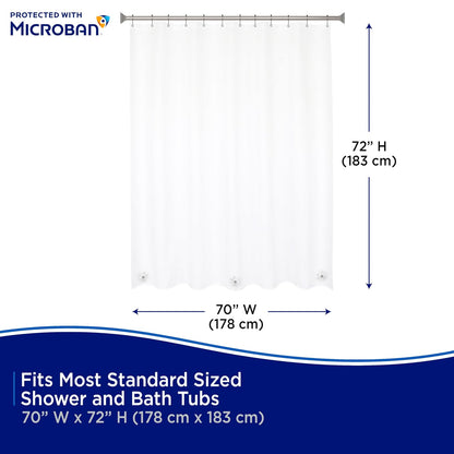 Kenney MB61160 Microban Protector de cortina de ducha impermeable de PEVA de calibre 4.8 con ojales de metal resistentes al óxido y dobladillo magnético pesado para baño, 70 pulgadas de ancho x 72 pulgadas de alto, transparente, 1 paquete