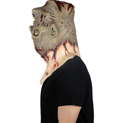 Ghoulish Productions Máscara Zombie Transplanted con Cuello de Látex – Máscara Realista de Muerto Viviente con Detalles de Piel Desgarrada y Heridas Sangrientas – Ideal para Halloween