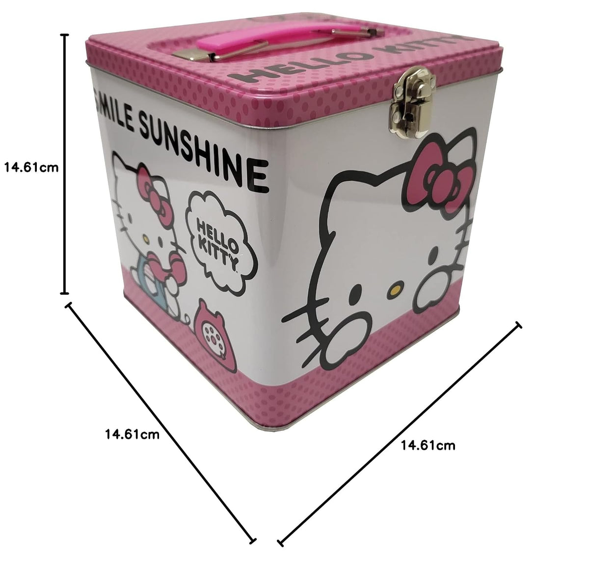 The Tin Box Company XL - Lata de almacenamiento con asa, Hello Kitty