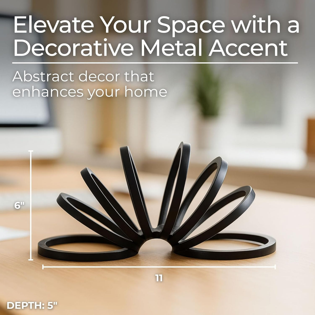 Sagebrook Home Metal, 11 Pulgadas, decoración de Anillo Slinky Negro, Redondo, Aluminio, contemporáneo, 11 Pulgadas de Largo x 5 Pulgadas de Ancho x 6 Pulgadas de Alto, Color sólido