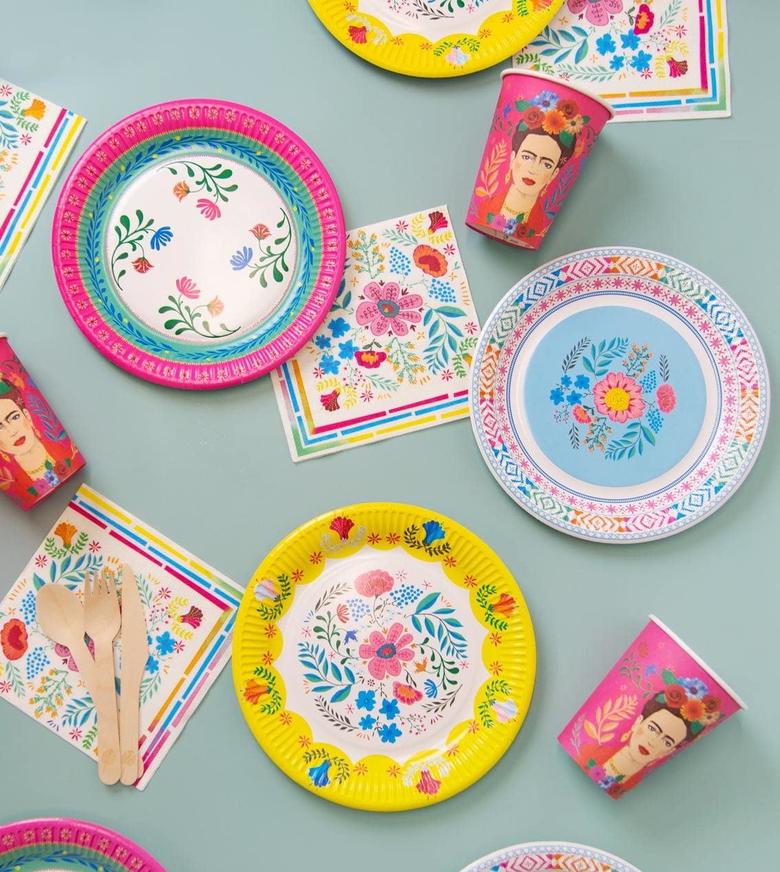 Talking Tables Frida Khalo - Suministros para fiesta, Láminas, Multicolor, Plates, 1