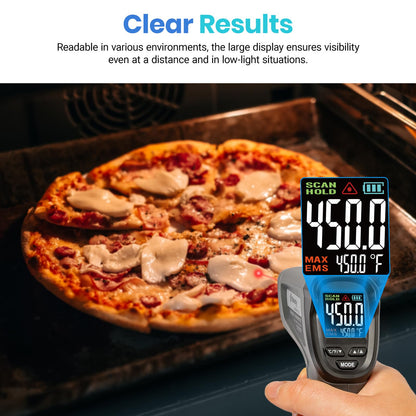 Etekcity Infrared Thermometer Temperature Gun -58°F to 1130°F, Laser Temp IR Tool for Cooking, Grill, Pizza Oven, Griddle with Adjustable Emissivity and Max Measure with Color LCD Screen Black
