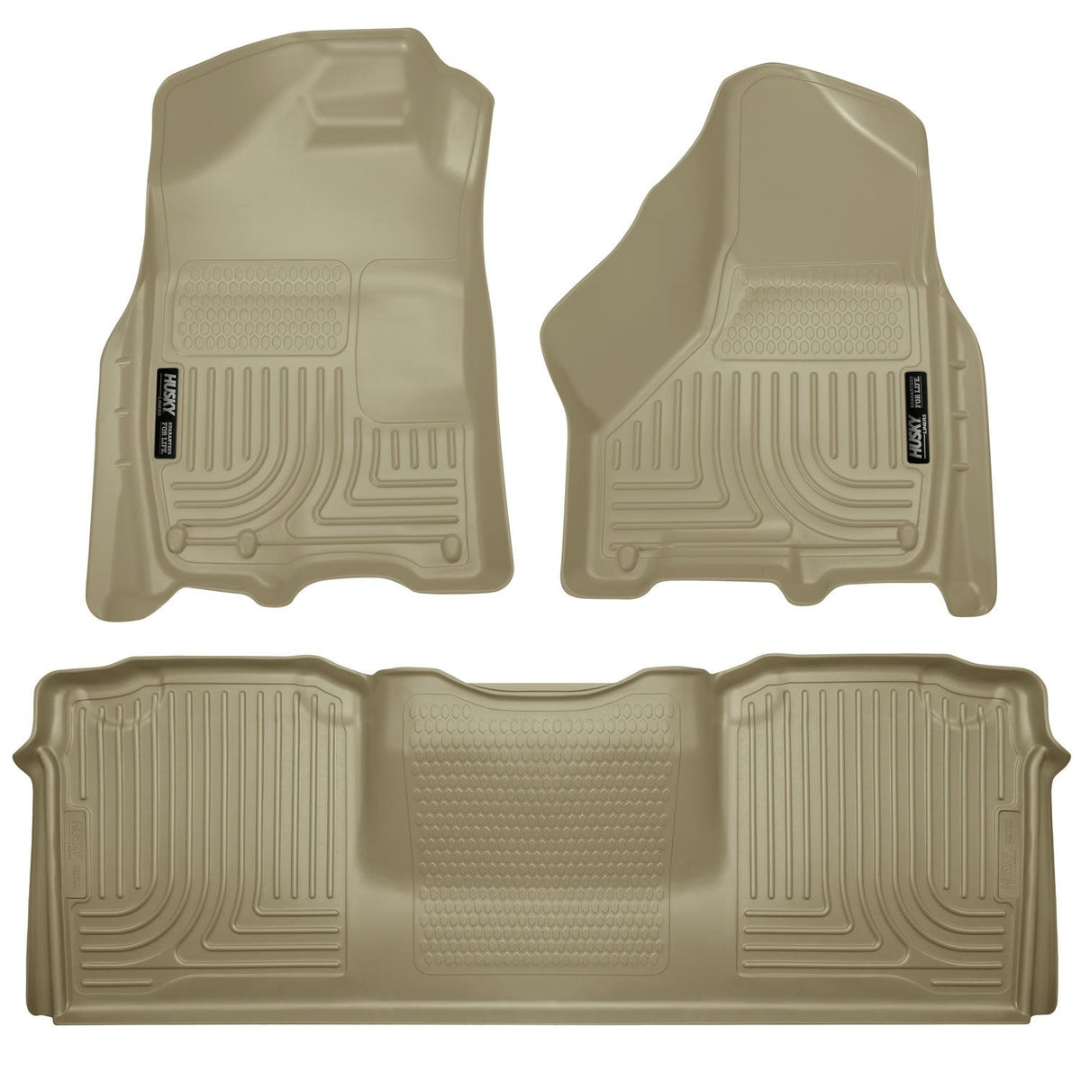 Husky Liners Weatherbeater - Compatible con Dodge Ram 2500/3500 Mega Cab, 2010-2018, Revestimiento de Piso Delantero y 2ª Fila, Color café, 3 Piezas | 99043