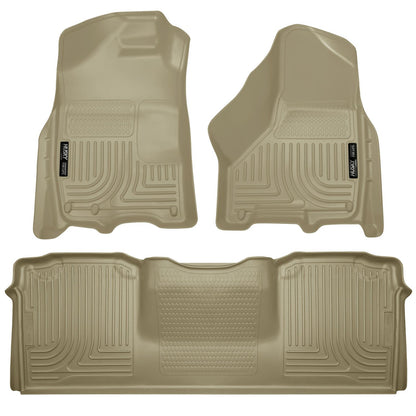 Husky Liners Weatherbeater - Compatible con Dodge Ram 2500/3500 Mega Cab, 2010-2018, Revestimiento de Piso Delantero y 2ª Fila, Color café, 3 Piezas | 99043