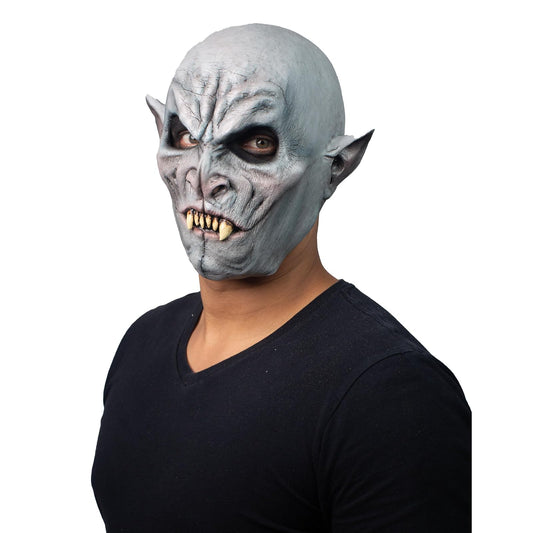 REV Vampiro The Count Máscara Latex | Clásico de Terror para Disfraz de Halloween | Látex Realista con Colmillos y Orejas Puntiagudas | Accesorio Cosplay Talla M Color Gris