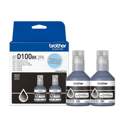 Brother Impresora Multifuncional 3 en 1 Inyección DCP-T536DW | Paquete de Botellas de tintas Color Negro BTD100BK | Botellas de tintas Color Cian, Magenta y Amarillo BTD100CL3PK