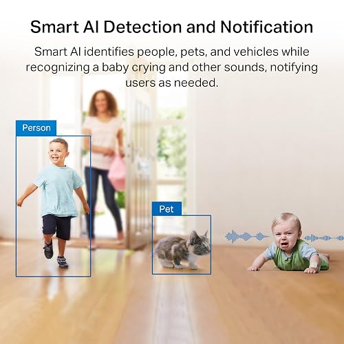 TP-Link Tapo C225, Cámara Wi-Fi de Seguridad con Detección AI, 4MP, Visión Nocturna a Todo Color con Sensor Starlight, Seguimiento Inteligente, Compatible con Alexa y Google Assistant
