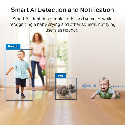 TP-Link Tapo C225, Cámara Wi-Fi de Seguridad con Detección AI, 4MP, Visión Nocturna a Todo Color con Sensor Starlight, Seguimiento Inteligente, Compatible con Alexa y Google Assistant