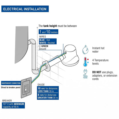 Foset REGEL-4G, Regadera eléctrica de 4 temperaturas 5-3/4" Gris