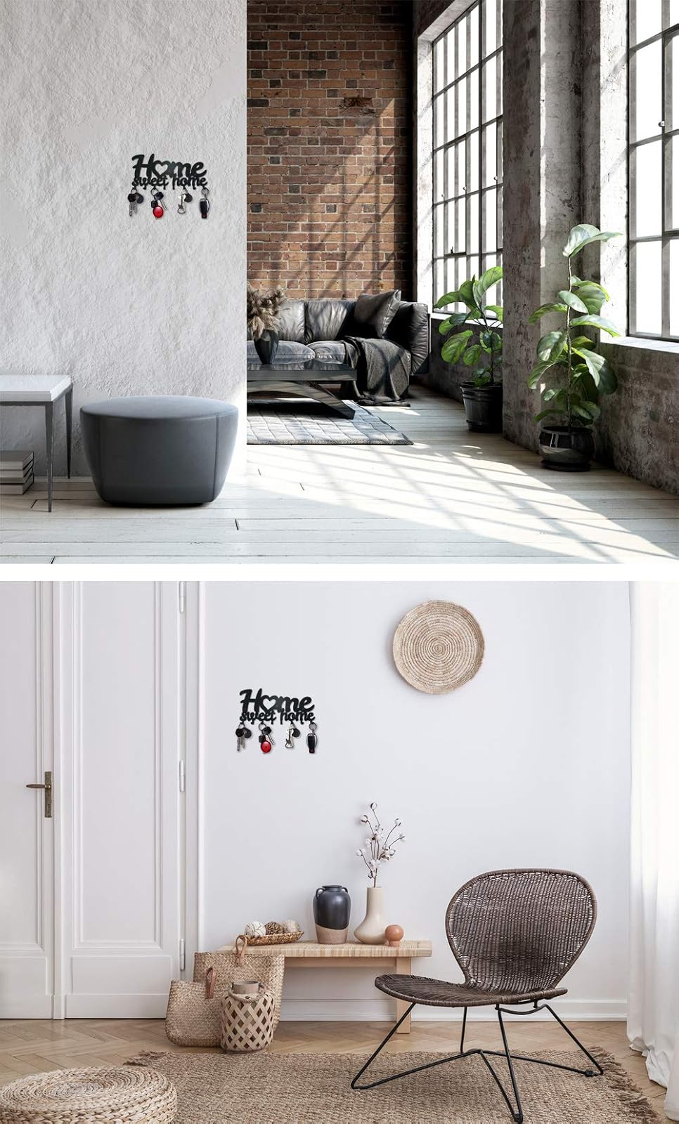 M-KeyCases Home Sweet Home - Soporte para llaves de pared (estante de 8 ganchos) decorativo, colgador de metal para puerta delantera, cocina o garaje | tienda, trabajo, coche, llaves de vehículo