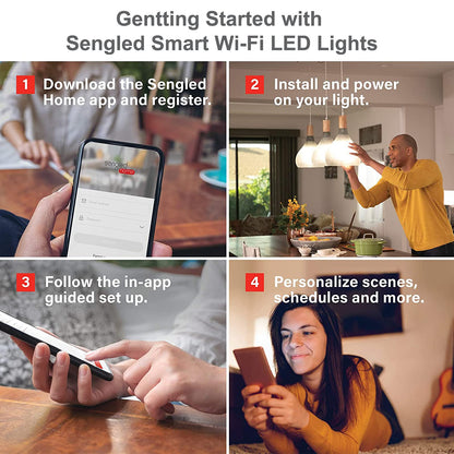 Sengled - foco de luz Alexa, bombillas inteligentes, bombillas inteligentes que funcionan con Alexa y Google Assistant, bombillas WiFi A19 blanco suave (2700 K), no requiere concentrador, 800 lm