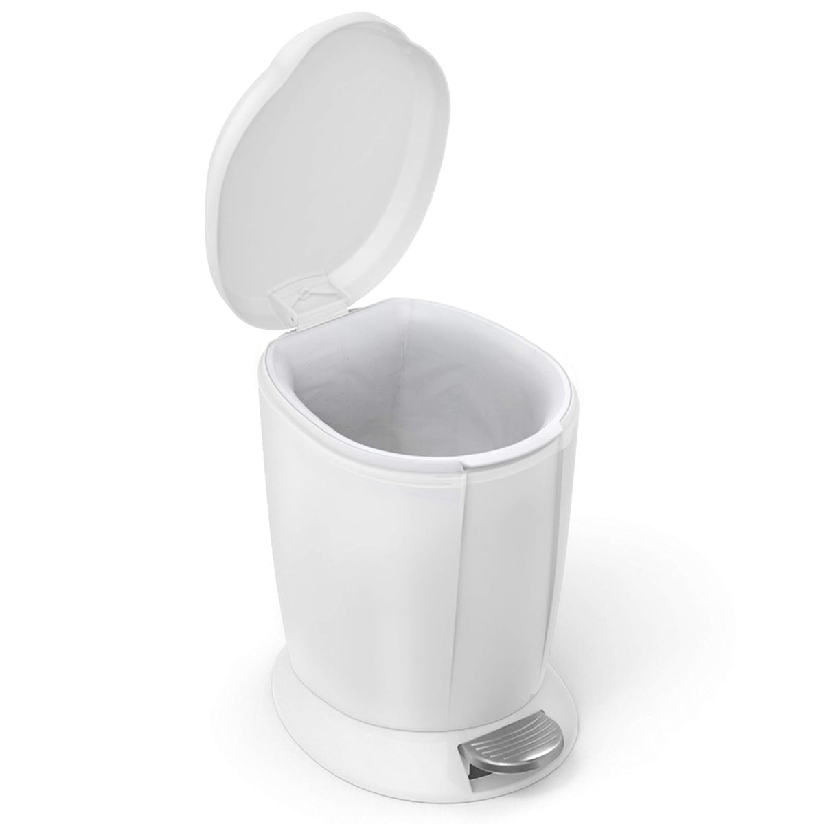 simplehuman, bote de basura redondo con pedal, plástico blanco, 6 L