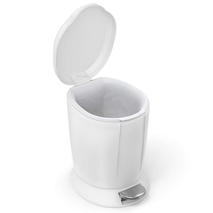simplehuman, bote de basura redondo con pedal, plástico blanco, 6 L