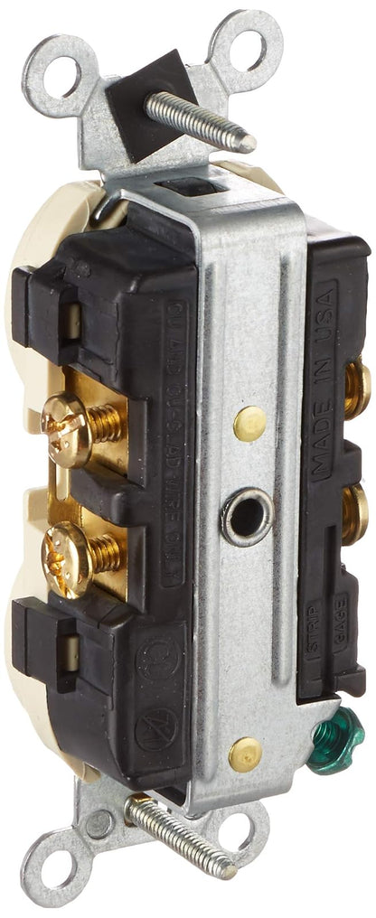 Leviton 051-05822-00I Receptáculo Dúplex Grado Comercial 20A 250V 2P3H Nema 6-20R, Marfil, pack of/paquete de 1