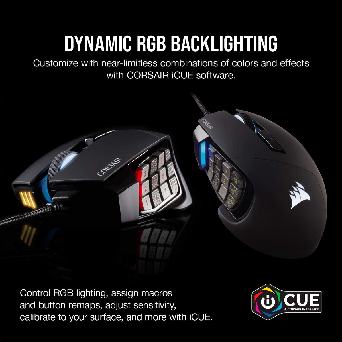 Corsair Scimitar RGB Elite Mouse para Juegos MOBA/MMO con Cable – 18.000 dpi – 17 Botones programables – Compatible con iCUE – PC, Mac, PS5, PS4, Xbox – Negro