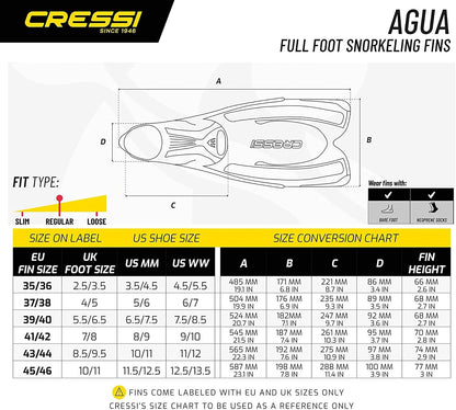 Cressi - Aletas de esnórquel para Adultos con Bolsillo Completo autoajustable y cómodo para los pies, perfectas para Viajar | Agua: Fabricadas en Italia