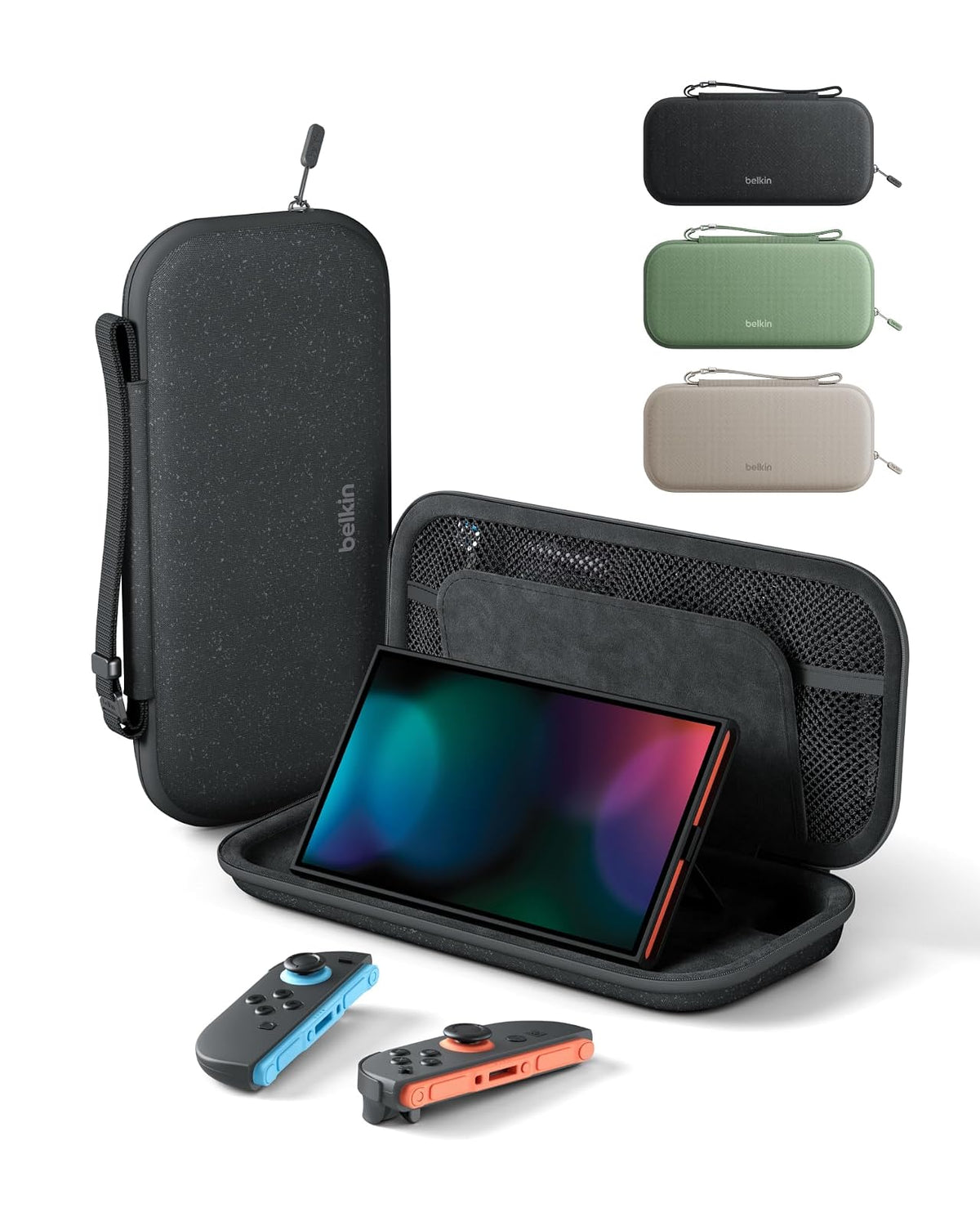 Belkin - Funda de Transporte para Nintendo Switch 2, Bolsa de Viaje con Soporte AirTag y Bolsillo de Almacenamiento para Tarjetas de Juego, portátil, Ligera, Funda Protectora con Carcasa Dura