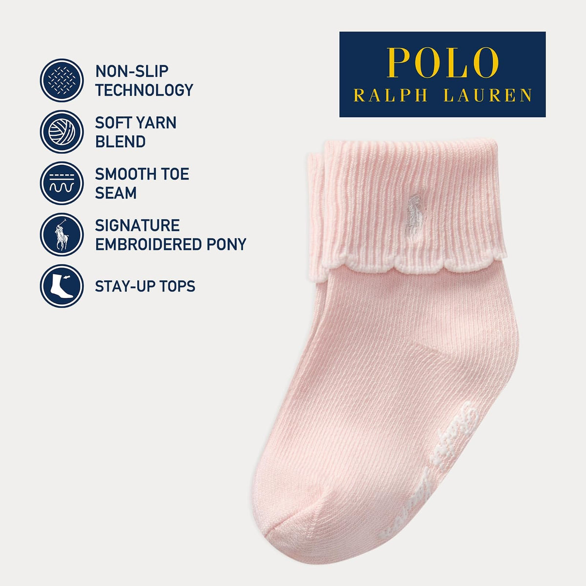 POLO RALPH LAUREN Baby Scallop Turncuff Sock Calcetín para bebé festoneado bebés niñas