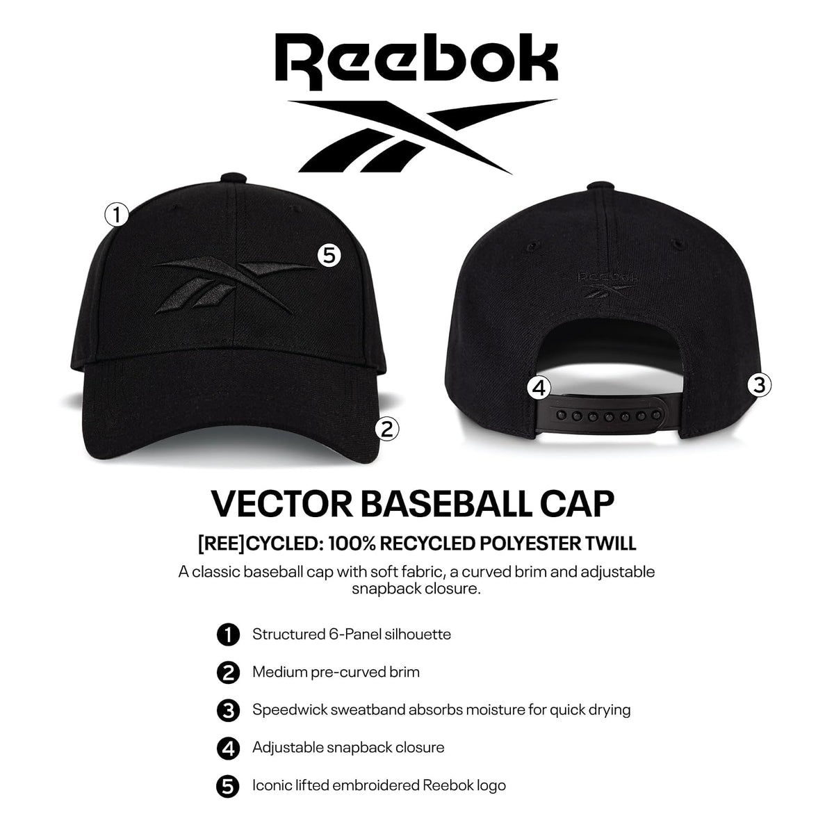 Reebok Gorra de béisbol Vector Gorra de béisbol Unisex Adulto