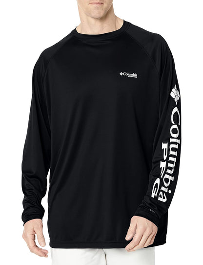Columbia PFG Terminal Tackle Camisa Manga Larga Hombre - XS - Logotipo negro y gris.