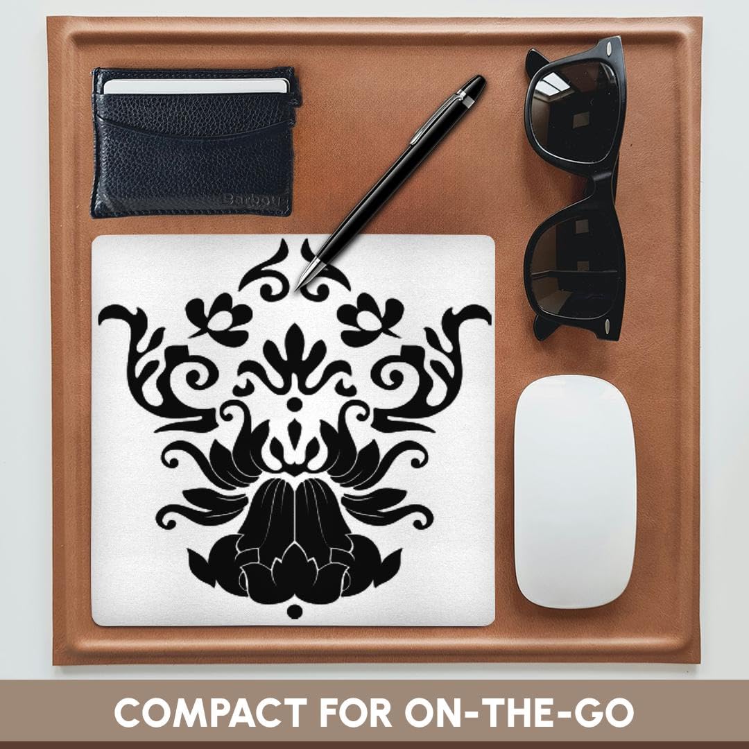 3dRose 8 x 8 x 0.25 Inches Mouse Pad, Elegant Black on A White Design (mp_65175_1)