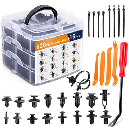 GOOACC Clips Retenedores de Plástico para Paneles y Guardabarros - 625Pcs Clips + 5 Fastener Remover