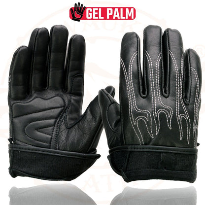 Milwaukee Leather SH820 - Guantes de mano de cruising de piel negra con palma de gel para hombre, talla M