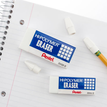 Pentel Hi-Polymer Block Eraser, Large, White, Pack of 10 (ZEH10PC10)