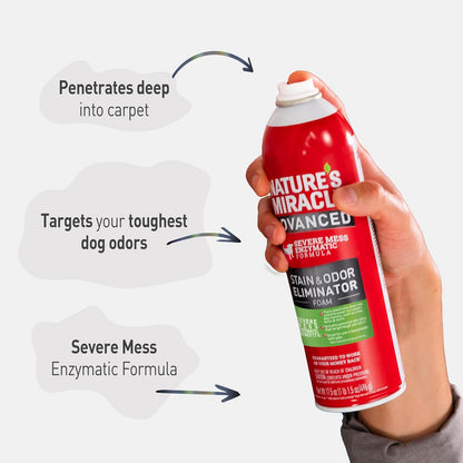 Nature's Miracle Espuma Eliminadora de Manchas y Olores Dificiles Perro 17.5 Oz