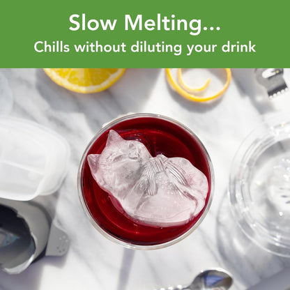 Tovolo Molde Hielo Gatito Juego 2 | Molde grande, diseño gato jugando hilo, fácil apilar, tapa silicona sin fugas, plástico sin BPA