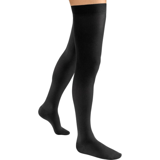 JOBST ACTIVA - Medias de compresión opacas, 15-20 mmHg, hasta el muslo | Puntera cerrada, negro, grande