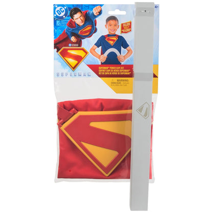 DC Comics, SUPERMAN Power Cape Set, Super Heroes Halloween Costume for Kids with Iconic Chest Plate for Ages 4 and Up