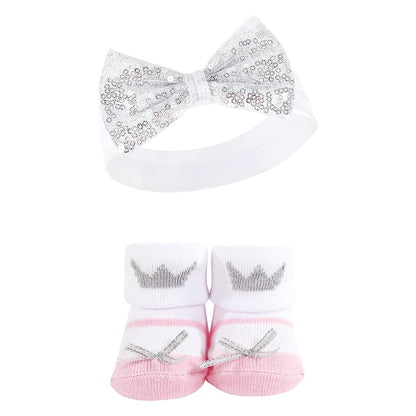 Hudson Baby Juego de diadema y calcetines para niña, princesa, 4 piezas, 0-9 meses, Princesa 4 piezas, 0-9 Meses