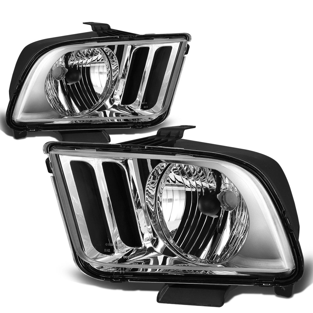 DNA Motoring Faros Delanteros LED para Ford Mustang 2005-2009, 10,000 Lúmenes - Transparente (Chrome Clear)