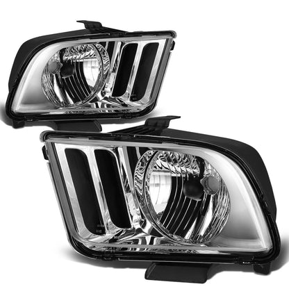 DNA Motoring Faros Delanteros LED para Ford Mustang 2005-2009, 10,000 Lúmenes - Transparente (Chrome Clear)