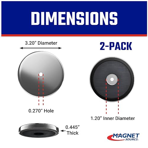 Master Magnetics Cierre de Imán Redondo RB80PRCX2 | Placa Cromada, Agujero Central 0.27", Diámetro 3.2", Grosor 0.445", 100 lb, Plata, Paquete de 2
