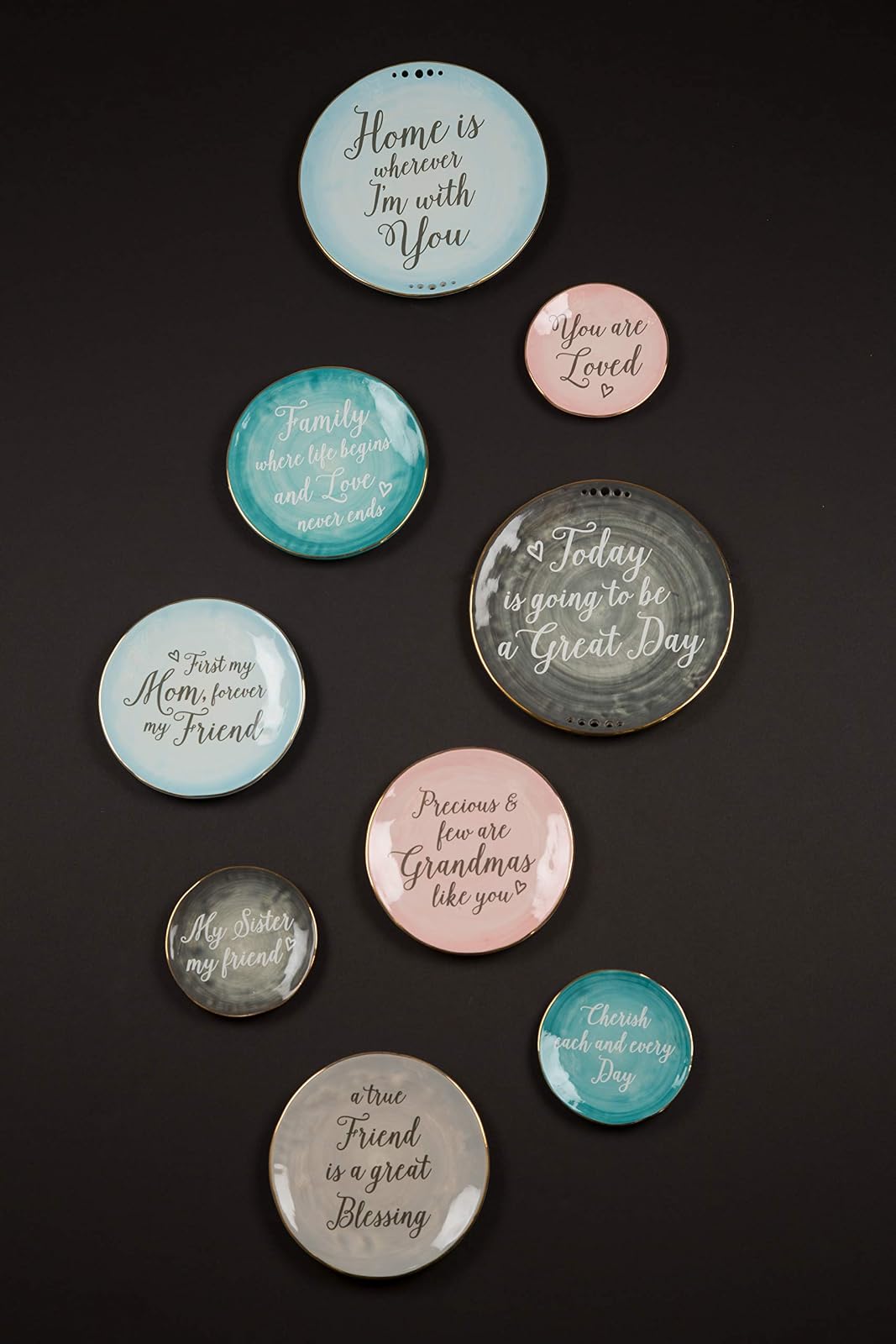 Pavilion Gift Company Emmaline "Today is going to be a Great Day" Plato decorativo de cerámica, 9 pulgadas, color carbón